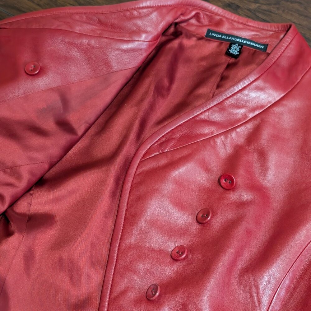 Red Leather Asymmetrical Jacket - image 6